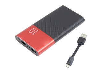 Внешний аккумулятор 10000мAч черно-красный S48 USBх2