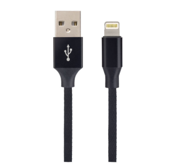 Кабель USB - Apple Lightning плоский черный 2,0м Perfeo I4317